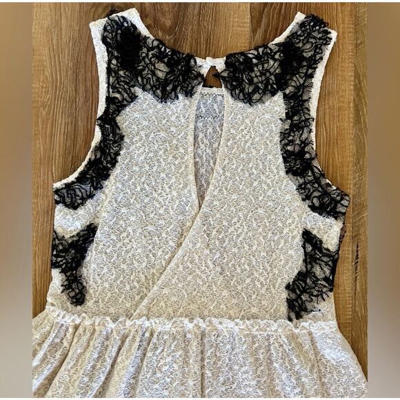 Free People S Romantic‎ Ivory & Black Lace Boho Summer Festival Gypsy Dress NWOT - Picture 9 of 13